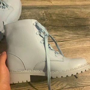 Baby powder blue combat boots